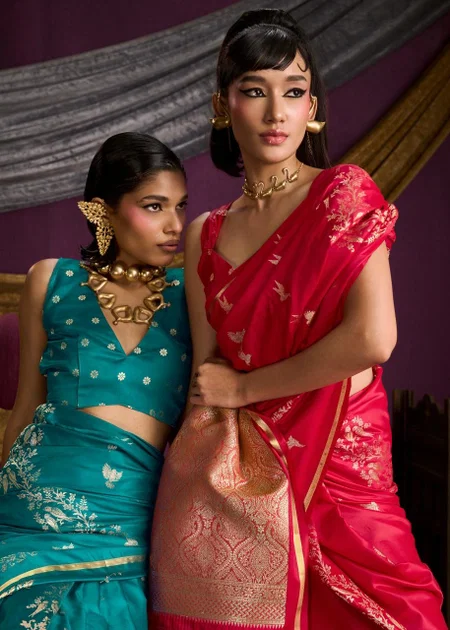 Kanthkala Indigo By Rajtex Satin Weaving Silk Wholesale Saree Suppliers In Mumbai